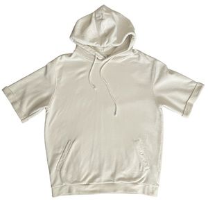 ZARA SHORT SLEEVE HOODED WHITE/CREAM SWEATSHIRT SIZE XL